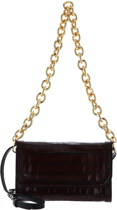COCCINELLE Leren Schoudertas Wyrna Croco Shiny Soft Crossbody Bag Vintage Bruine