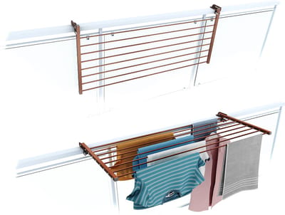 Foxydry Duo 118 cm droogrek balkon - corten - rechthoekige reling