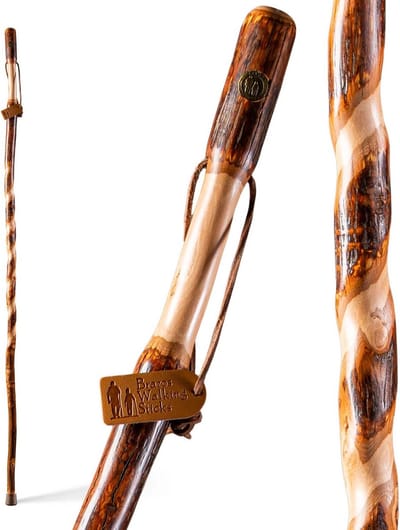 Wandelstok Hickory - Trekstok Handwerk - Veilige Wandelingen - Traditionele Handgreep - 147 cm - Natuurlijk Hout