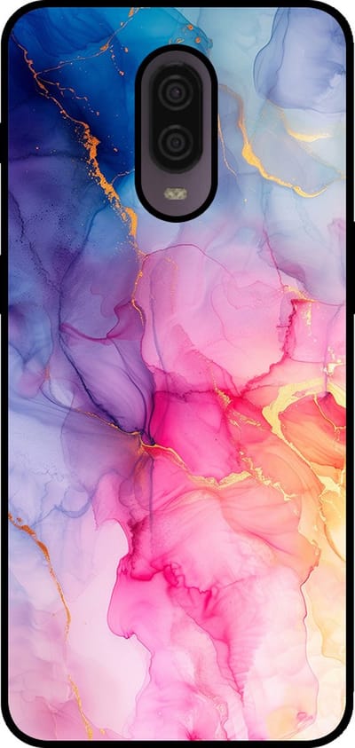 Smartphonica Telefoonhoesje Geschikt voor OnePlus 6T met marmer opdruk - TPU backcover case marble design - Regenboog geschikt voor OnePlus 6T
