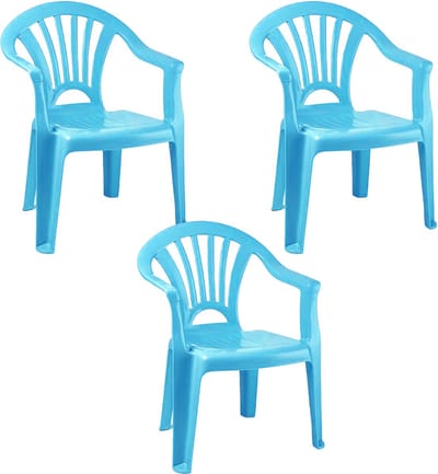 Trendoz Stoeltjes voor kinderen - 3x - lichtblauw - 50 cm - voor binnen en buiten - kunststof