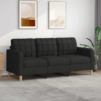 vidaXL - Driezitsbank - 180 - cm - stof - zwart