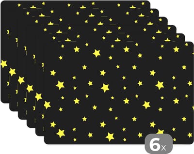 Placemat - Placemats kunststof - Sterrenhemel - Nacht - Patronen - 45x30 cm - 6 stuks - Hittebestendig - Anti-Slip - Onderlegger - Afneembaar