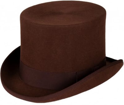 KIMU® Luxe Hoge Hoed Bruin - Hoog Model - Maat 55 - 100% Wol - Dames Vrouwen Kinderen - Tophat Wolvilt Hoedje Detective Cowboy Blinders Themafeest Festival