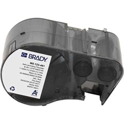 Brady M5-123-461 gelamineerde polyester labels zwart op wit | 28,58 mm x 9,53 mm (origineel)