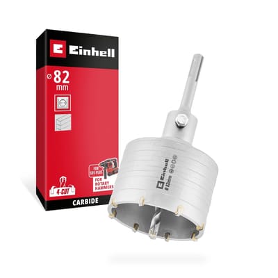 Einhell HM kernboor met SDS-schacht 82 mm (spanenafvoer, centreerboor, M22 schroefdraadaansluiting, hardmetalen tanden, SDS-Plus schacht)