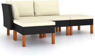 Modulaire Buitenbank 4-delig Polyrotan en Hout voor Tuin en Terras
