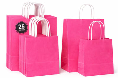 50x Roze papieren draagtassen – 2 formaten 18x8x22 cm & 22x10x28 cm – Kraft tasjes met handvat