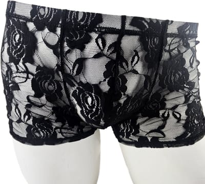 BamBella ® - Boxershorts - 4 stuks - maat s/m - sexy Boxer short onderbroek zwart kant heren onderbroeken lange pijpen strak