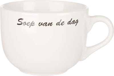 Cosy & Trendy Kommetjes/soepkommen voor dessert/ontbijt - Keramiek - D10 x 8 cm - wit - stapelbaar - met oor