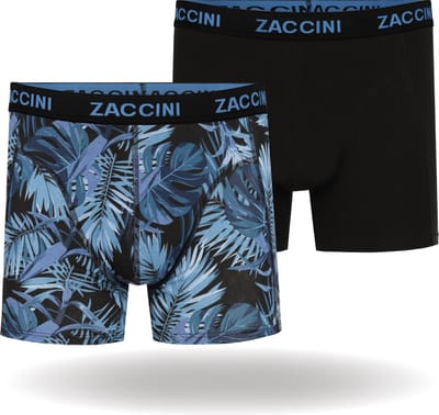 Zaccini Cotton Stretch Boxershorts - Blauw / Zwart - 2 stuks - Heren onderbroeken - Boxer - 95% Katoen - Maat S