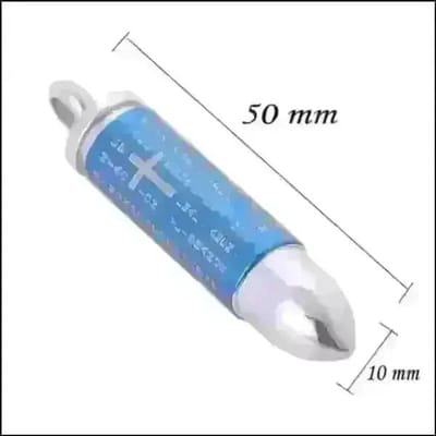 Aramat Jewels | Gedenkhangers | Ashanger Bullet Kogel RVS – Meerdere Kleuren & Modellen Stoer Gedenksieraad | Bijbeltekst/Blauw-5x1cm | |15mm | Staal | Volwassenen | Verkleurd niet