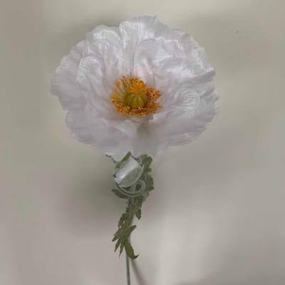 Klaproos - 2-koppig wit - zijden bloemen - 3 stelen - onderhoudsvrij - 74 cm - kunstbloemen