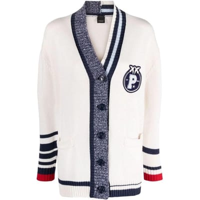 PINKO Gestreept Label Los Enkelrijig Trui met Lange Mouwen Dames trui Wit 1G1746Y85FCEB XS white