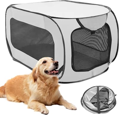 Opvouwbare Honden Transportbox 92x52x52cm met Dubbele Deur en Veiligheidslock, Ideaal voor Reizen met Honden en Katten, Geschikt voor Auto en Vakanties