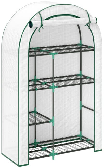 REDOM - Foliekas Met Roldeur En 7 Draadplanken - Voor Balkon En Tuin - Staal - Wit - 100 x 45 x 160 cm