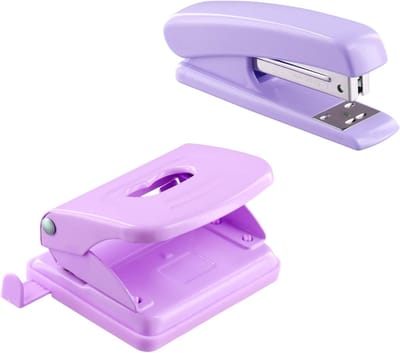 Ergonomische Mini Nietmachine en Gatenperforator in Paars voor Kantoorgebruik, Handig en Compact Kantooraccessoire met Stijl
