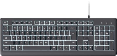 Trust Primo - Verlicht Toetsenbord - Stille Toetsen - Full-size - Bedraad - QWERTY US - Zwart