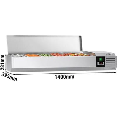 GGM Gastro Kühlaufsatzvitrine PREMIUM - 1400x395mm - 6x GN 1/3 Zilver