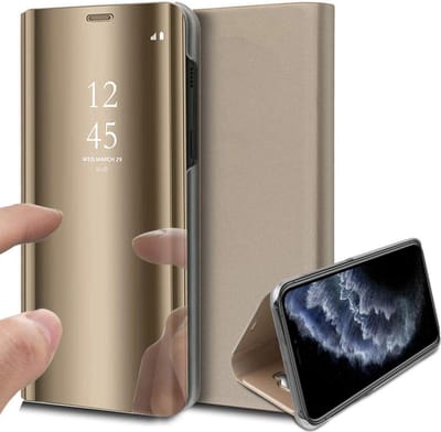 Hoesje geschikt voor iPhone 11 pro max - spiegel book case cover goud