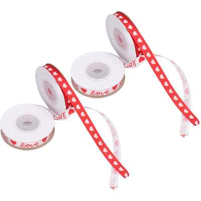 4 Rollen Stoflinten met Hartjesprint Delicate Patronen Valentijnsdaglinten voor Bruiloft white