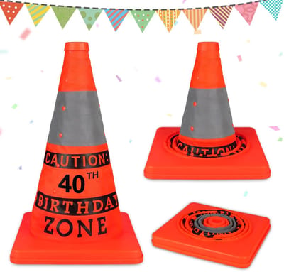 Jhubersproducts - 40e Verjaardagscadeau - Veiligheidskegel - Grappige feestdecoratie - Oranje - Verjaardagscadeau voor mannen - Uniek verjaardagscadea