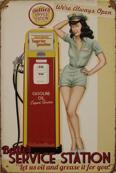Wandbord - Betties service station - Metalen wandbord - Mancave - Mancave decoratie - Retro - Metalen borden - Metal sign - Bar decoratie - Tekst bord - Wandborden – Bar - Wand Decoratie - Metalen