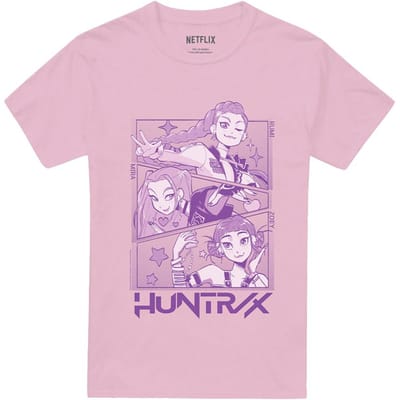 K-Pop Demon Hunters Unisex Volwassenen Huntr/X Manga Paneel T-Shirt (Lichtroze)