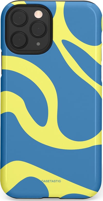 Casetastic hoesje geschikt voor Apple iPhone 11 Pro - Dubbellaagse bescherming - Blauwe Gele Zee Stranden - Fashion Case - Lavendel Goud Lichtblauw