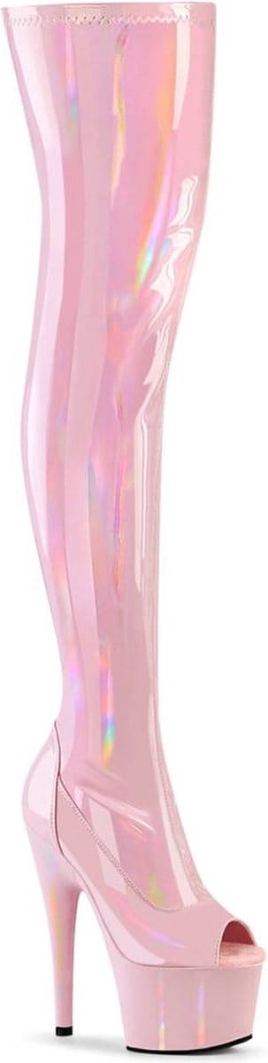 Pleaser - ADORE-3011HWR Plateau Overknee Laarzen - US 11 - 41 Shoes - Roze