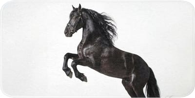 WC mat 120x60 cm - Antislip - Zwart - Paard - Portret - Toiletmat - Vloermat - Douchemat - Toilet tapijt - Toiletmatten