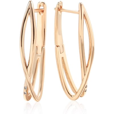 Boucles d'oreilles pendantes longues en zircon naturel pour femmes Mode Or Rose Géométrie Croix Insolite Quotidien Vintage Bijoux beige