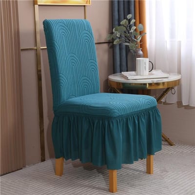 1/4 Stuks Verdikte Jacquard Elastische Stoelhoes voor Huishouden Universeel All-inclusive Elastisch Eendelig Eetkamerstoelhoes 1Pcs blue