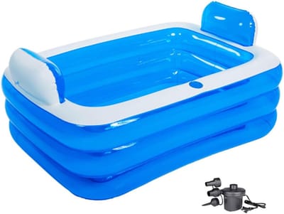 Opblaasbare badkuip voor volwassenen, opvouwbare SPA-badkuip voor douche, balkon en tuin, incl. elektrische pomp, snel en eenvoudig opblaasbaar