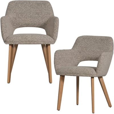 WOOOD Murat Eetkamerstoelen Houten Naturel Poot - Naturel - Set van 2