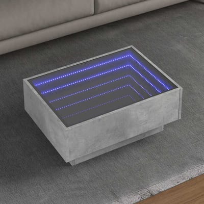vidaXL - Salontafel - met - LED - 70x50x30 - cm - bewerkt - hout - betongrijs