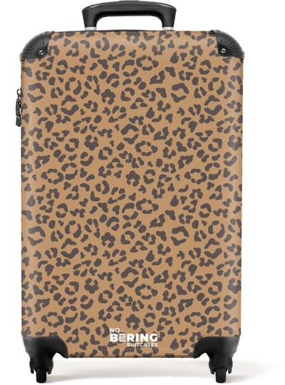 NoBoringSuitcases.com - Koffer - Dieren print panter bruin - Past binnen 55x40x20 cm en 55x35x25 cm - Trolley handbagage - Valiezen met wieltjes volwassenen - Reiskoffer op wielen - Rolkoffer lichtgewicht