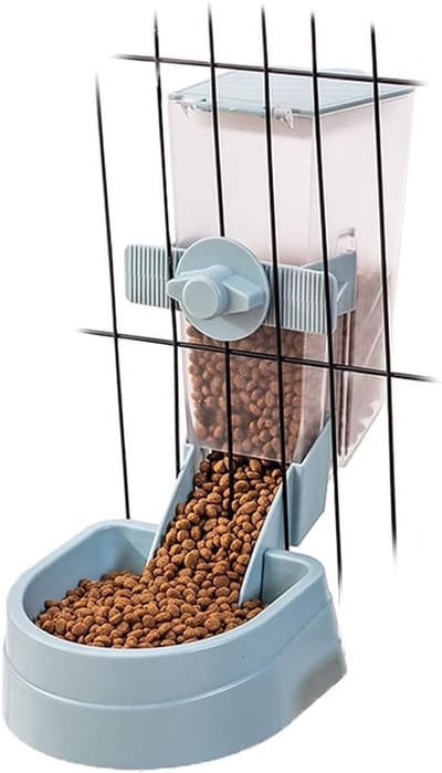 Automatische Voederdispenser voor Konijnen en Kleine Huisdieren met Deksel, Voer- en Waterbakken, Ideaal voor Konijnen, Fretten, Katten en Vogels