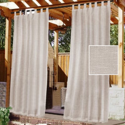 Ynkkvre – Buiten Gordijnen – 132x213 cm – Set van 2 – Waterdicht – Met Afneembare Zelfklevende Lip voor Eenvoudig Ophangen – Antislip – Natuurlijke Kleur