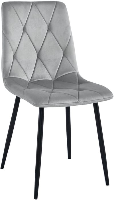 Eetkamerstoel LIBRA Zilvergrijs – Zwarte Metalen Poten, Modern Velvet Bekleding, Ergonomisch Design, Max. 120 kg