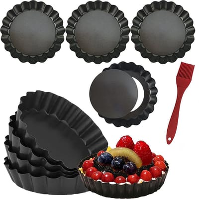 YONO Tartelettevormen - Mini Taartvormpjes 8 cm - Tartelette Bakvorm - Quichevormpjes met Losse Bodem - 8 Stuks