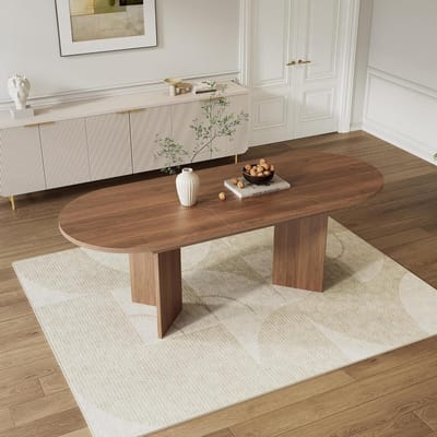 Eettafel Uitschuifbaar - Eettafel Verstelbaar - Gezellig Tafelen - Afgeronde Hoeken - 140/180 x 90 cm - Walnoot