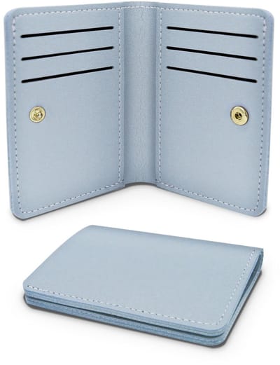 AfitLulu Kleine damesportemonnee, ultradunne damesportemonnee, eenkleurig, met kliksluiting voor 8 creditcardsleuven en 1 bankbiljettengleuf, blauw, 11*8.5*1.5cm, Modern