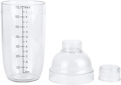 Dailygoods- Cocktailshaker 700 ml - Transparant - PC - Shaker - Thuisbar - Inclusief deksel en basisbeker - Gloednieuw