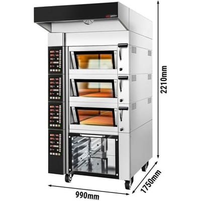 GGM Gastro Bäckerei Etagenofen mit Dampffunktion - Digital - 3 Backkammern - inkl. Haube & Gärschrank 12x EN 600x400