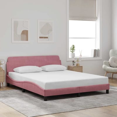 vidaXL - Bedframe - met - hoofdeinde - "Dover" - 160x200 - cm - fluweel - roze