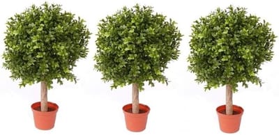 3x bellatio flowers and plants buxus bol - kunstplant op stam - h34 x d25 cm - uv-bestendig