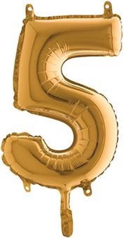 Folieballon - Cijfer 5 - Goud - Grabo balloon - 35cm