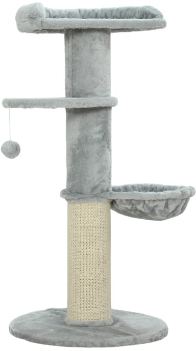 Wishdor - Kattenkrabpaal - Meerdelig Met Hangmat En Schuilplek - Voor Binnen - Polyester En Sisal - Lichtgrijs - 48 X 48 X 103,5 Cm