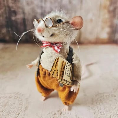 Doe-het-zelf Muis Wolvilten Speelgoed Pop Geprikt Naald Kit Pakket Wol Kits Niet-Afgewerkt Handgemaakt Materiaalzak Vilt Speelgoed Feestcadeau gray